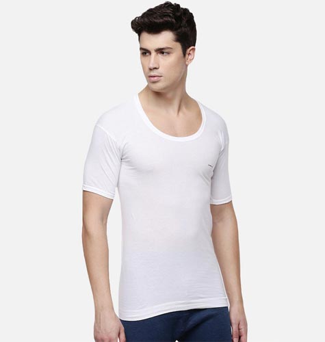 Men Pack Of 10 White Solid Pure Cotton Vests